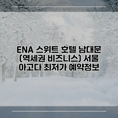 ENA 스위트 호텔 남대문 (역세권 비즈니스) 서울 아고다 최저가 예약정보