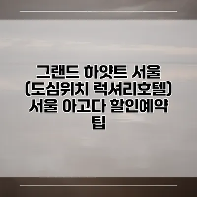 그랜드 하얏트 서울 (도심위치 럭셔리호텔) 서울 아고다 할인예약 팁