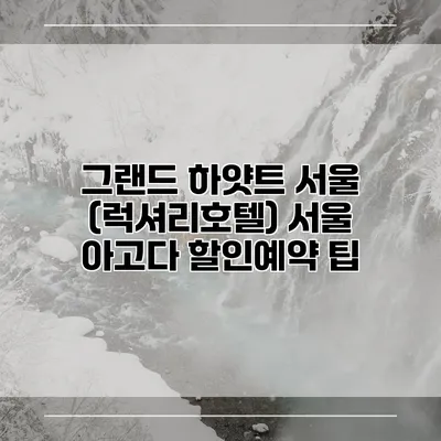 그랜드 하얏트 서울 (럭셔리호텔) 서울 아고다 할인예약 팁