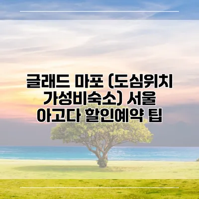 글래드 마포 (도심위치 가성비숙소) 서울 아고다 할인예약 팁