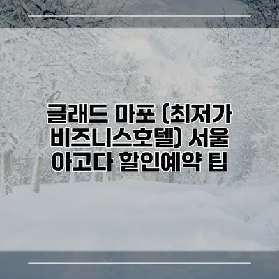 글래드 마포 (최저가 비즈니스호텔) 서울 아고다 할인예약 팁