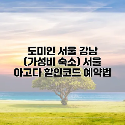 도미인 서울 강남 (가성비 숙소) 서울 아고다 할인코드 예약법