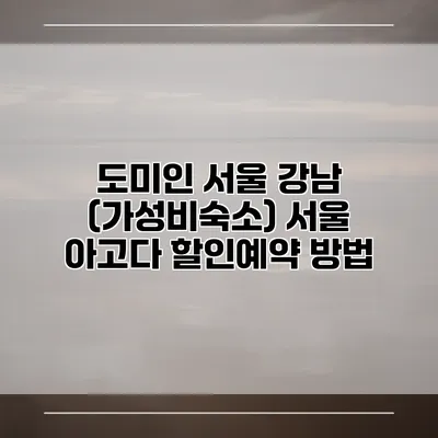 도미인 서울 강남 (가성비숙소) 서울 아고다 할인예약 방법