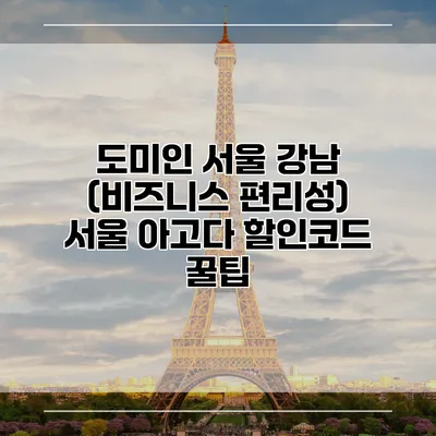 도미인 서울 강남 (비즈니스 편리성) 서울 아고다 할인코드 꿀팁