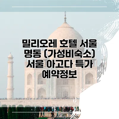 밀리오레 호텔 서울 명동 (가성비숙소) 서울 아고다 특가 예약정보
