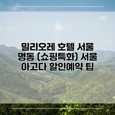 밀리오레 호텔 서울 명동 (쇼핑특화) 서울 아고다 할인예약 팁