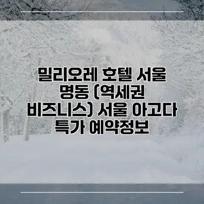 밀리오레 호텔 서울 명동 (역세권 비즈니스) 서울 아고다 특가 예약정보