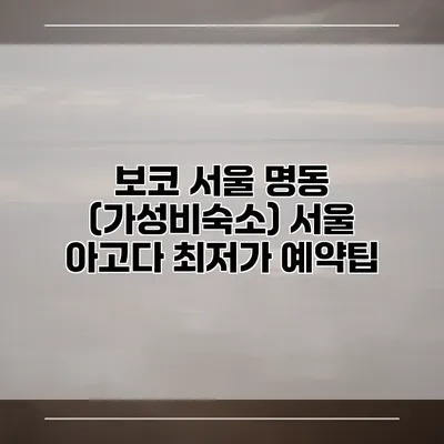 보코 서울 명동 (가성비숙소) 서울 아고다 최저가 예약팁