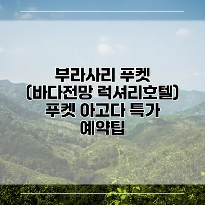 부라사리 푸켓 (바다전망 럭셔리호텔) 푸켓 아고다 특가 예약팁