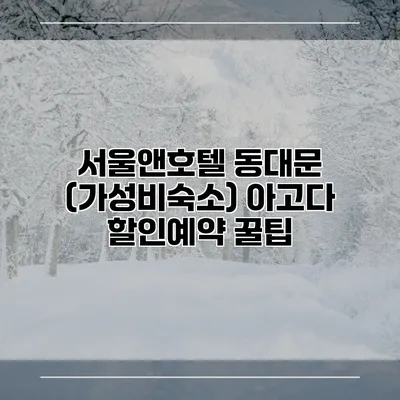 서울앤호텔 동대문 (가성비숙소) 아고다 할인예약 꿀팁