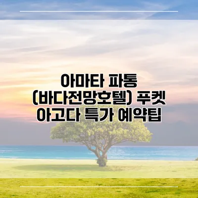아마타 파통 (바다전망호텔) 푸켓 아고다 특가 예약팁