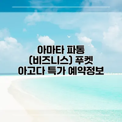 아마타 파통 (비즈니스) 푸켓 아고다 특가 예약정보