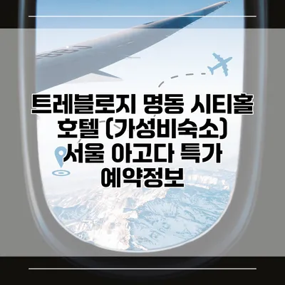 트레블로지 명동 시티홀 호텔 (가성비숙소) 서울 아고다 특가 예약정보