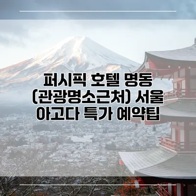 퍼시픽 호텔 명동 (관광명소근처) 서울 아고다 특가 예약팁