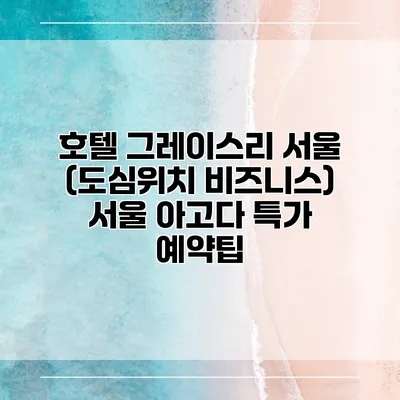 호텔 그레이스리 서울 (도심위치 비즈니스) 서울 아고다 특가 예약팁