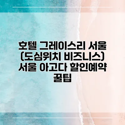 호텔 그레이스리 서울 (도심위치 비즈니스) 서울 아고다 할인예약 꿀팁