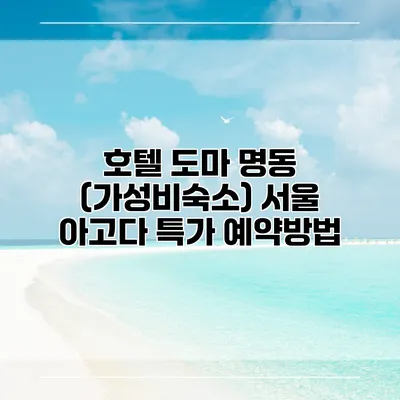 호텔 도마 명동 (가성비숙소) 서울 아고다 특가 예약방법