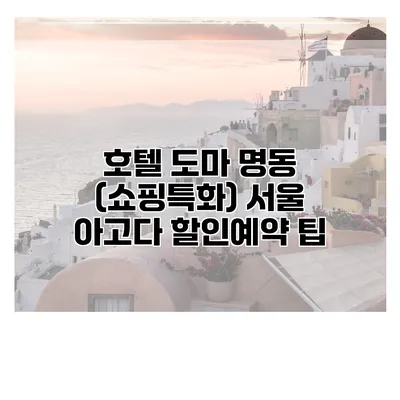호텔 도마 명동 (쇼핑특화) 서울 아고다 할인예약 팁