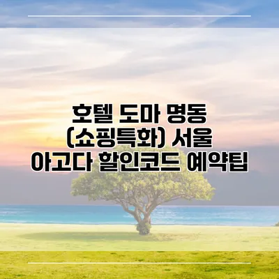 호텔 도마 명동 (쇼핑특화) 서울 아고다 할인코드 예약팁