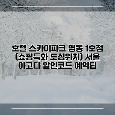 호텔 스카이파크 명동 1호점 (쇼핑특화 도심위치) 서울 아고다 할인코드 예약팁