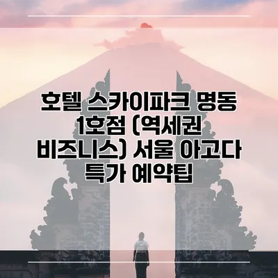 호텔 스카이파크 명동 1호점 (역세권 비즈니스) 서울 아고다 특가 예약팁