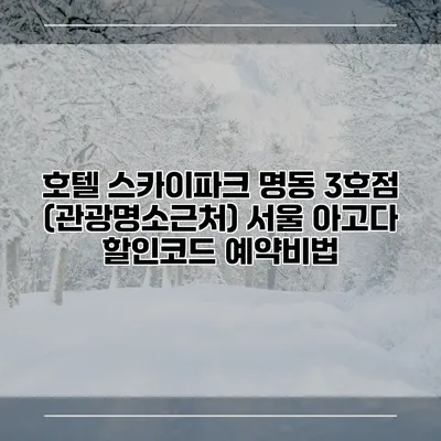 호텔 스카이파크 명동 3호점 (관광명소근처) 서울 아고다 할인코드 예약비법