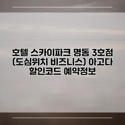 호텔 스카이파크 명동 3호점 (도심위치 비즈니스) 아고다 할인코드 예약정보