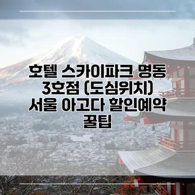 호텔 스카이파크 명동 3호점 (도심위치) 서울 아고다 할인예약 꿀팁