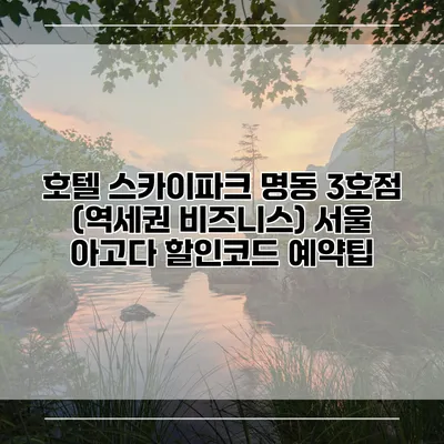 호텔 스카이파크 명동 3호점 (역세권 비즈니스) 서울 아고다 할인코드 예약팁