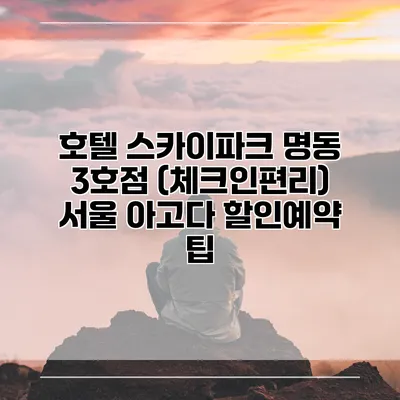 호텔 스카이파크 명동 3호점 (체크인편리) 서울 아고다 할인예약 팁